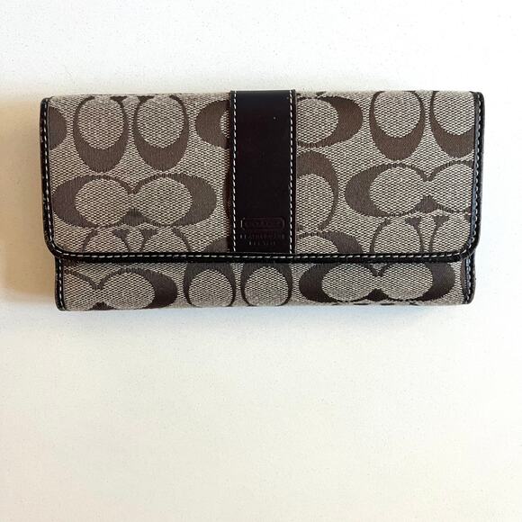 COACH 2 ITEMS! Signature Brown Long Wallet AND Checkbook, Cash Holder - Picture 3 of 13